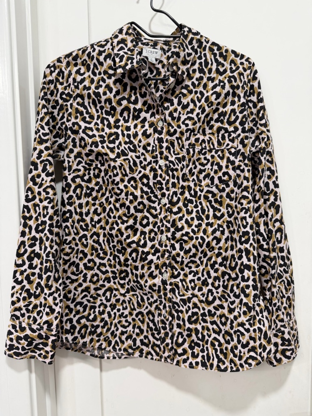 J. Crew Leopard Print Button-Down Shirt — Black, Tan, Cream